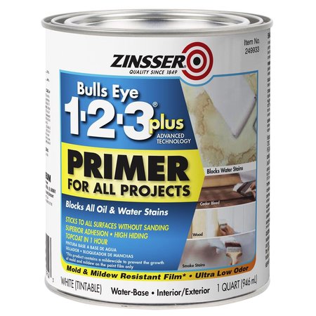 ZINSSER Bulls Eye 123 Plus White Water-Based Acrylic Primer 1 qt 249933
